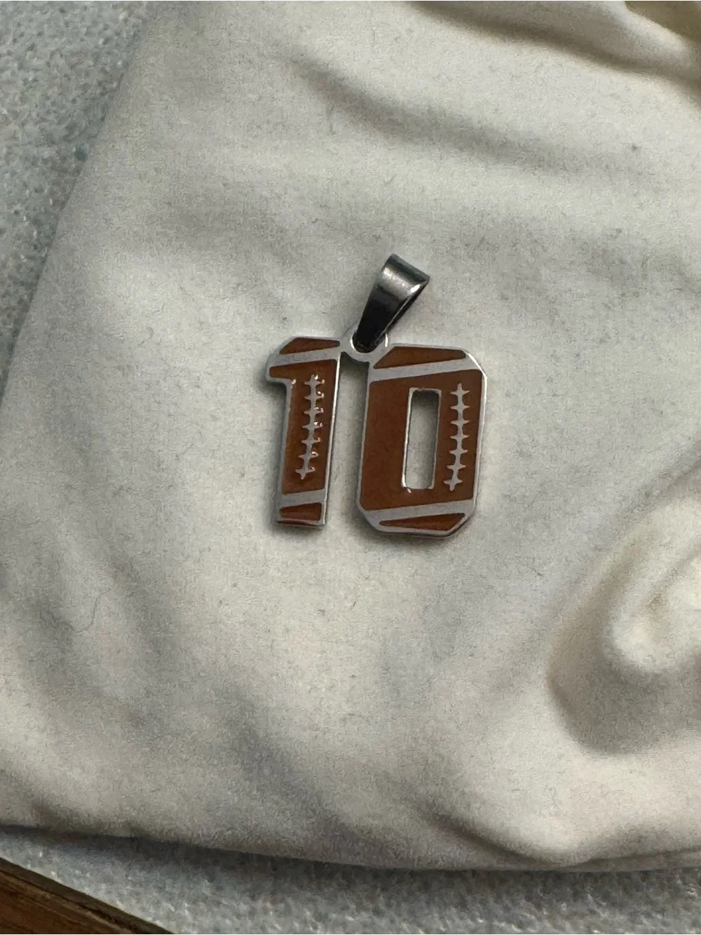 Brown and Silver Number 10 Pendant Necklace Charm Accessories